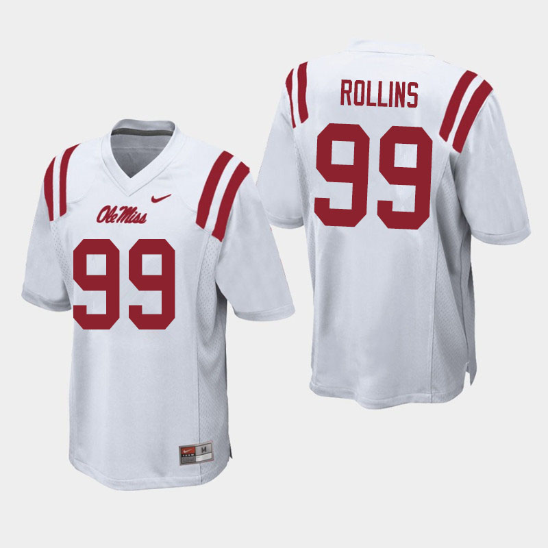DeSanto Rollins Ole Miss Rebels NCAA Men's White #99 Stitched Limited College Football Jersey BJX0258JM